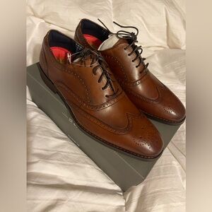 Stacy Adams Mens Size 8.5 Cognac Leather Kaine Wingtip Oxford Dress Shoes